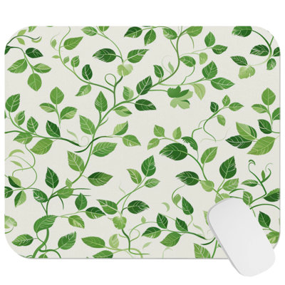 Botanical Pattern XII Plant Leaves Cottage & Cottagecore Gaming Cute Office Laptop Desk Pad Gift Mat Square Rectangle Non-Slip Mousepad
