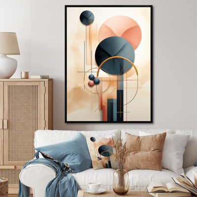 Opulence circulaire géométrique rétro pastel I - reproduction sur toile