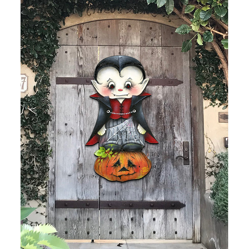 Suspension de porte en bois figurine suspendue dracula