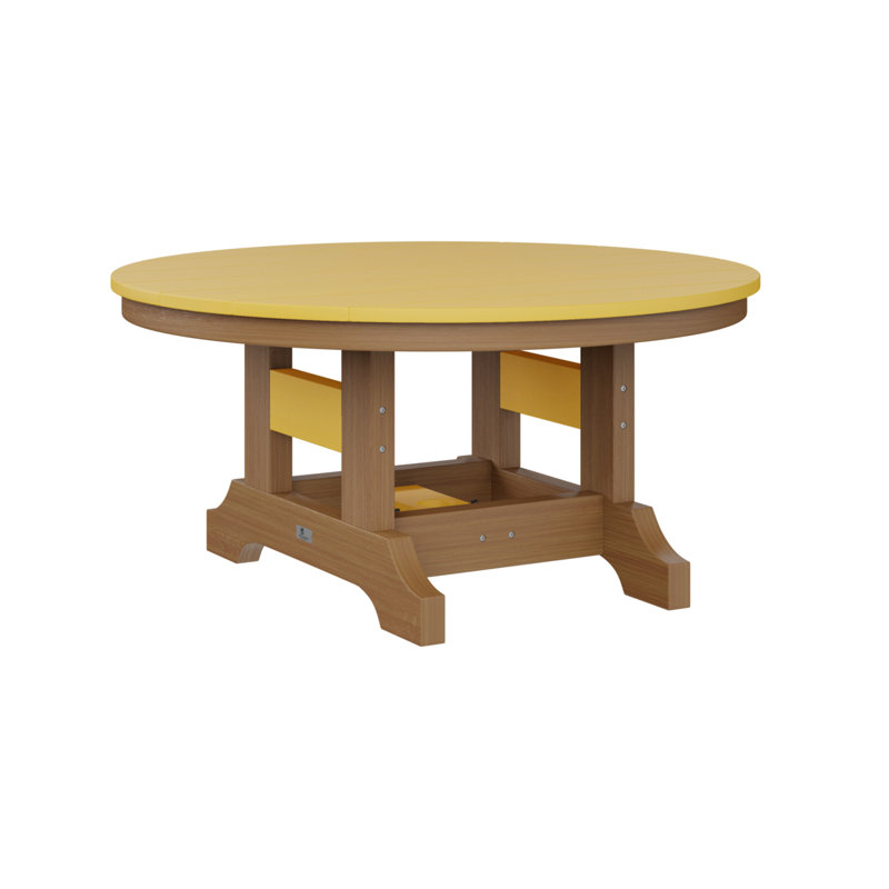 Garden Classic Outdoor Round Coffee Table, Natural Teak, Sunburst Yellow