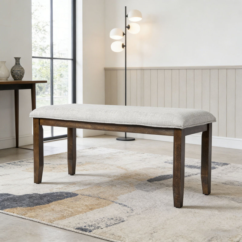 Banc rembourré pour chambre à coucher, Beige+Brown