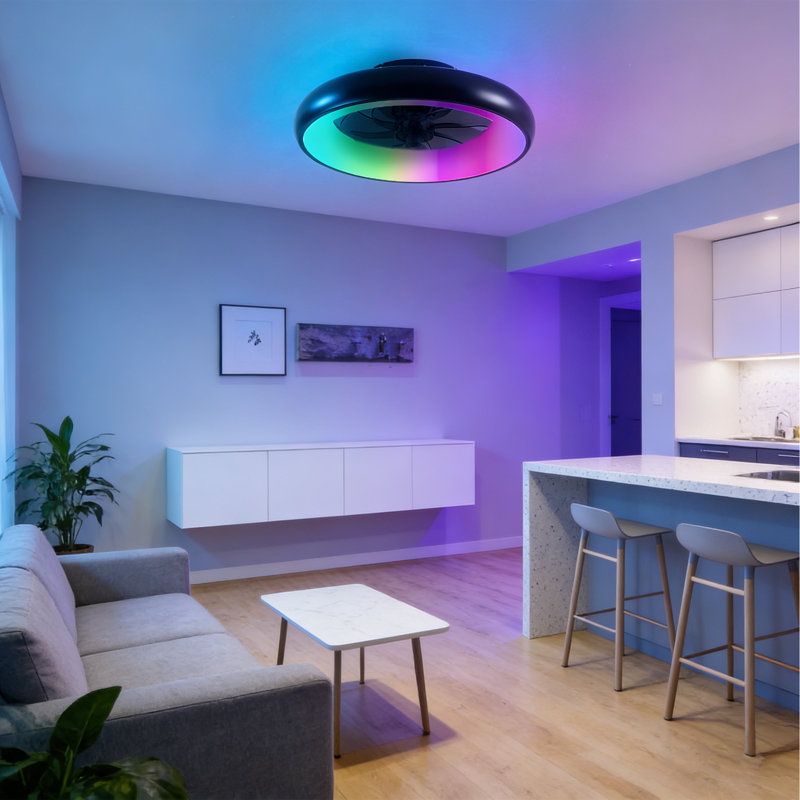Ventilateur de plafond encastré 19 po avec lumière DEL, télécommande, intensité variable, moteur à courant continu