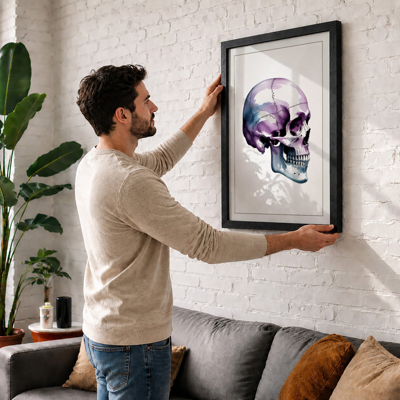 Watercolour Skull Modern - Print, Unframed, A1 - 84.1 x 59.4 cm