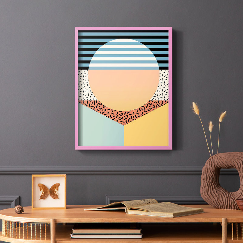 «Modern Memphis III», reproduction encadrée - bois massif, H 28 po x l 22 po, Cadre simple noir
