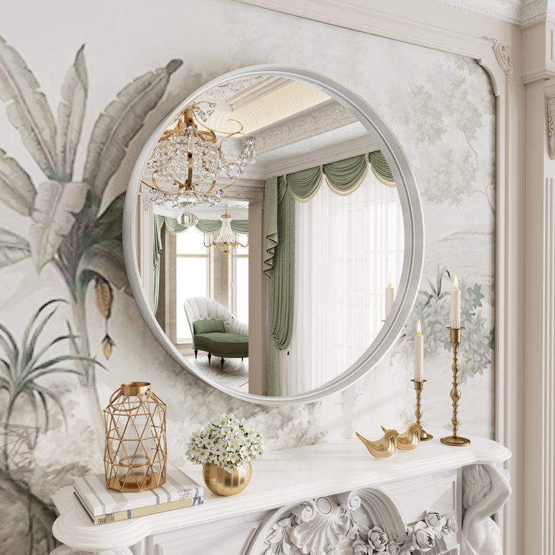 Miroir mural Aevar, 32 po x 32 po, Argent brossé