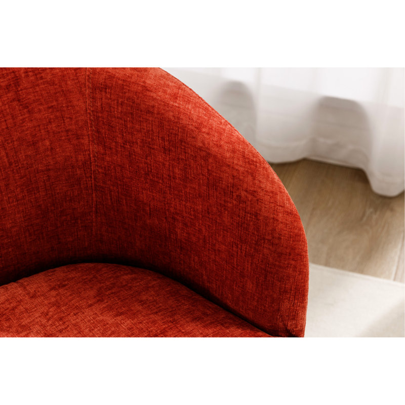 Fauteuil en chenille orange avec fonction pivotante en tissu charmant