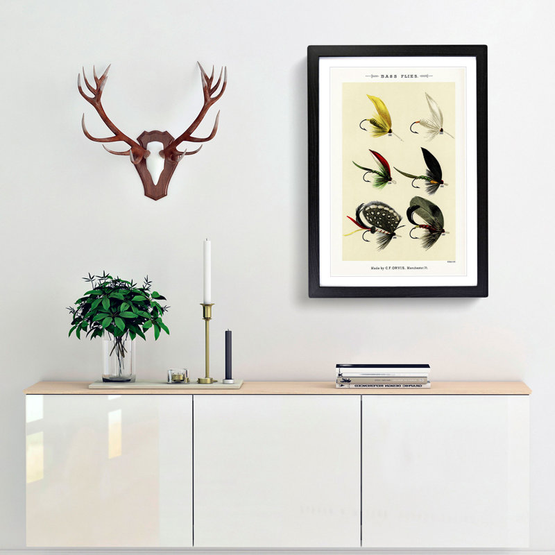 Bass Fishing Flies Versions 6 by Mary Orvis Marbury - Picture Frame Painting Print, 87cm H x 62cm W x 2cm D, Black Framed
