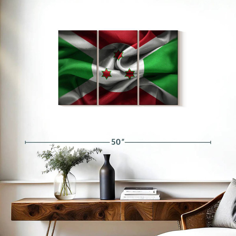 Froissé drapeau burundais, H 20 po x l 33 po