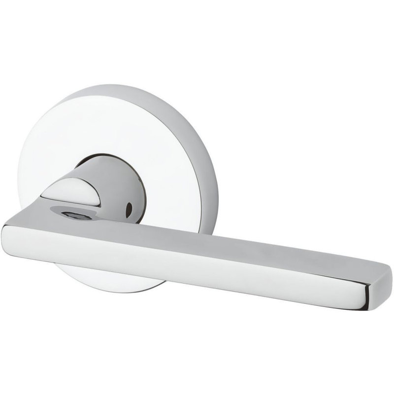 Square Double Dummy Door Lever with Contemporary Round Rose, Polished Chrome