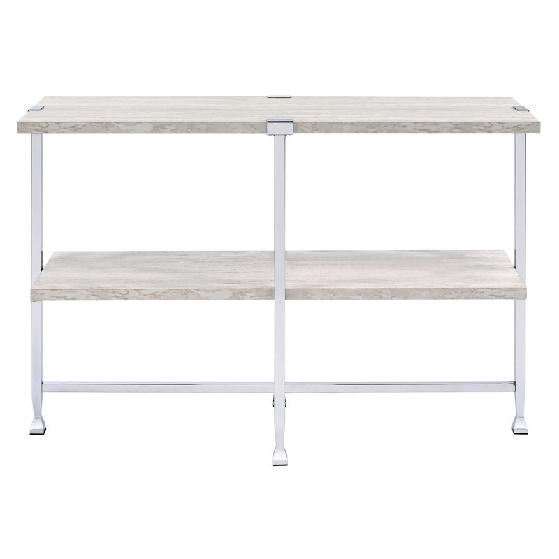 Chêne blanc et table avec tablette, idéale pour exposer vos objets préférés en ajoutant une touche contemporaine à la décoration intérieure
