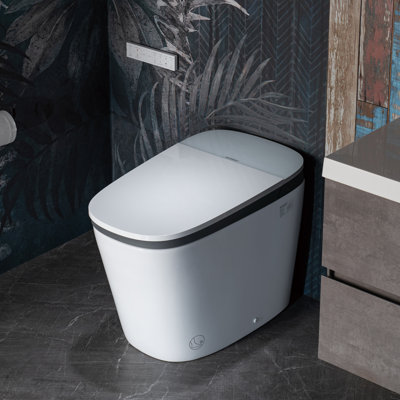 Lyon Voice Control Smart Bidet Toilet with Auto Open/Close,Foot Sensor,Auto Flush,Cleaning Foam Dispenser & MaP Flushing 1000G
