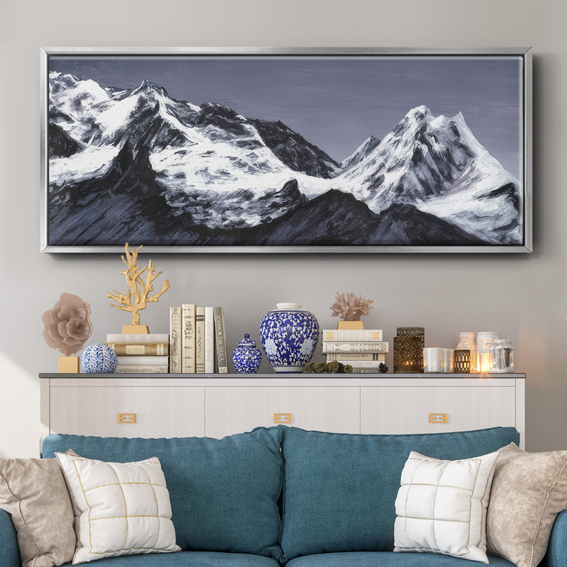 Moonlit Mountain Range I - Framed Canvas