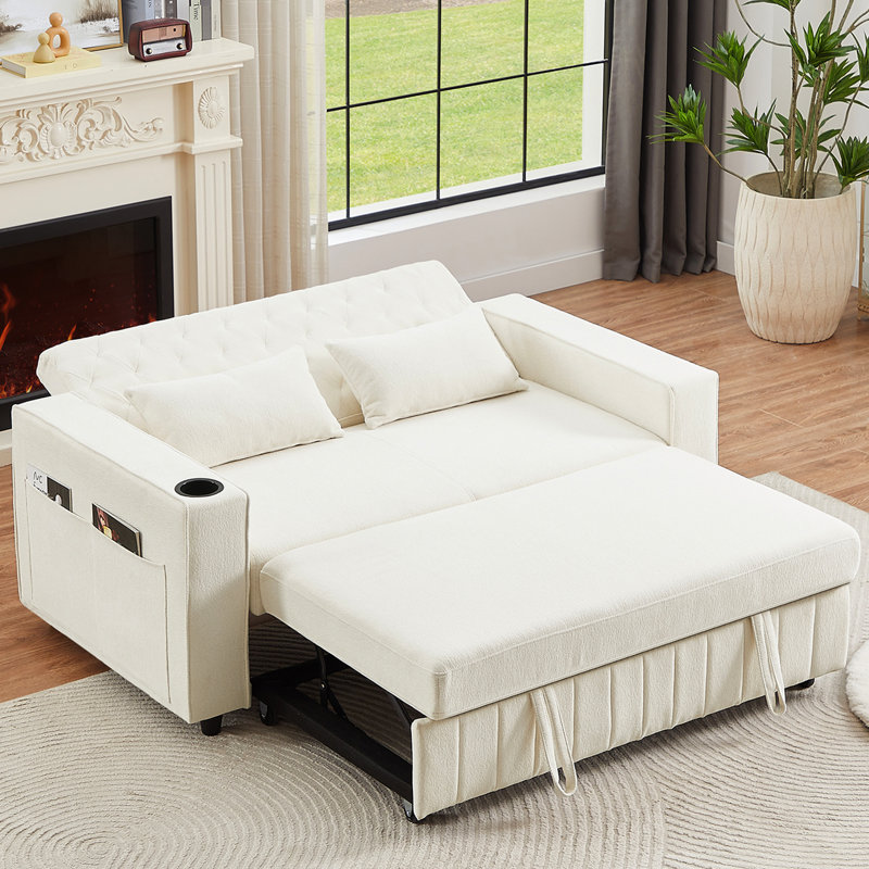 Lit beige pour petits appartements 61,4 "avec couchette arrière réglable et poche pratique