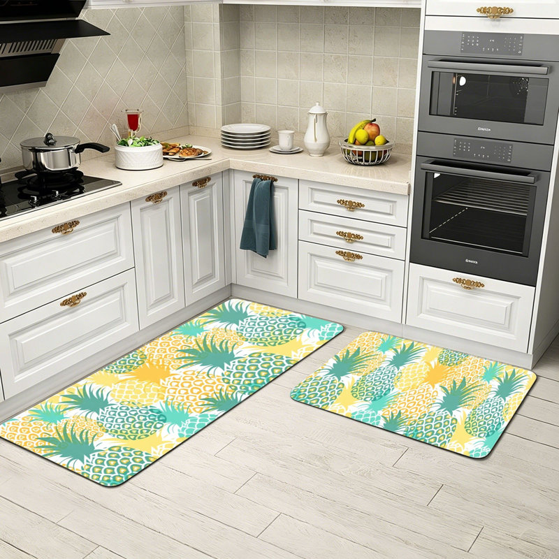 Tapis de cuisine pastel à motif géométrique 2 pièces
