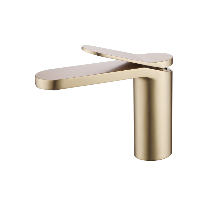 Modern Single Handle Single Hole Bathroom Vessel Sink Faucet, Brushed Gold