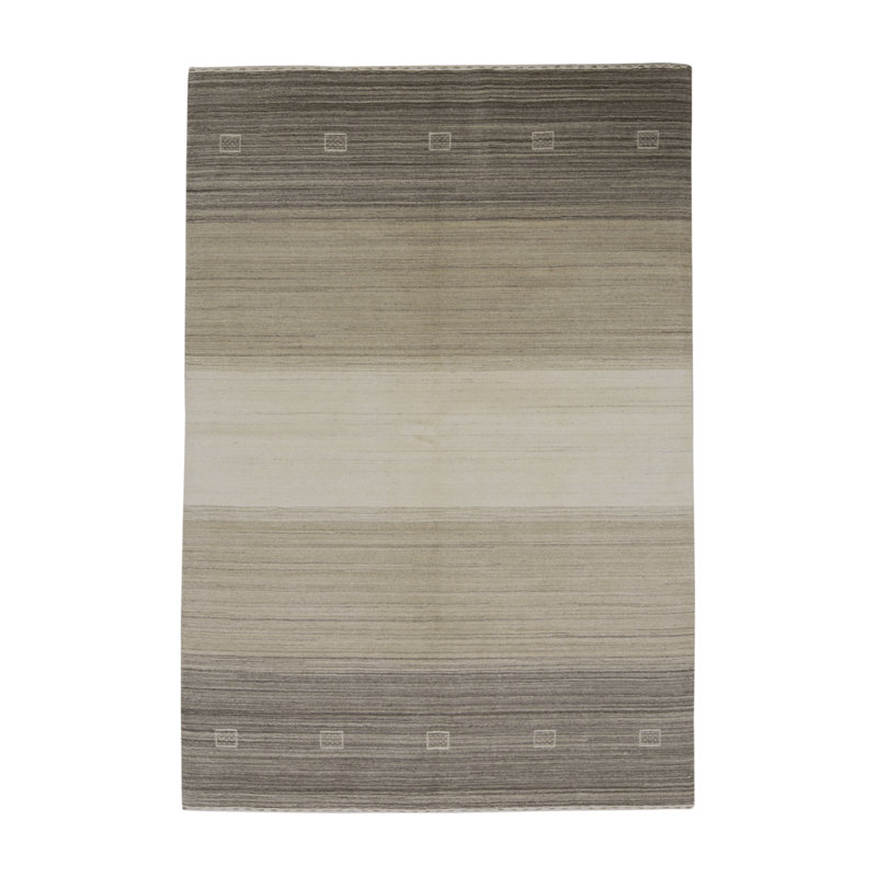 Gabbeh Wool Striped Area Rug in Natural/Beige