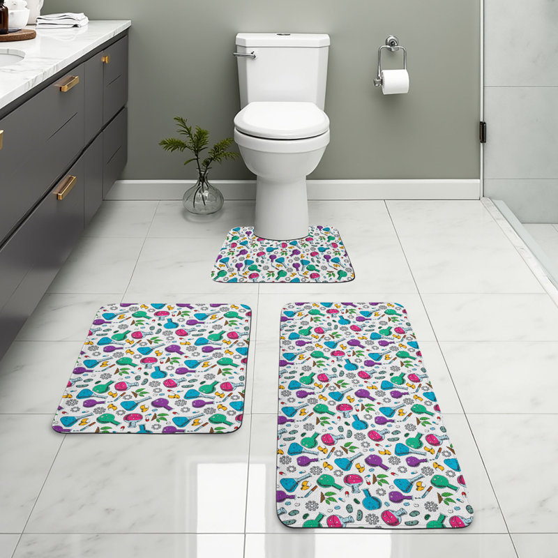  Multicolore ensemble de 3 tapis de salle de bain Science