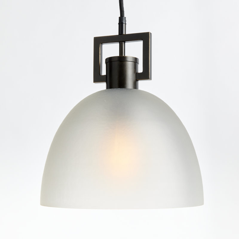 Hollice Oil Rubbed Bronze Frosted Glass Single Pendant Light