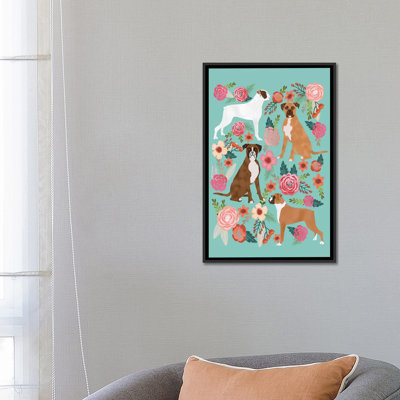 « boxer floral collage », impression sur toile tendue