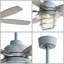 Ventilateur de plafond gris ciment 52 pouces avec lumière E26, abat-jour en verre, 5 pales en contreplaqué, moteur à courant continu silencieux, 6 vitesses de vent
