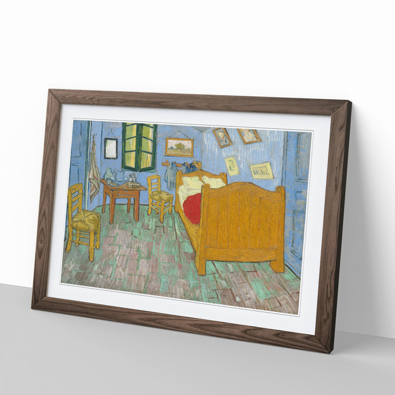 Bedroom in Arles by Vincent Van Gogh - Picture Frame Painting, 36cm H x 48cm W x 2cm D, Walnut Framed