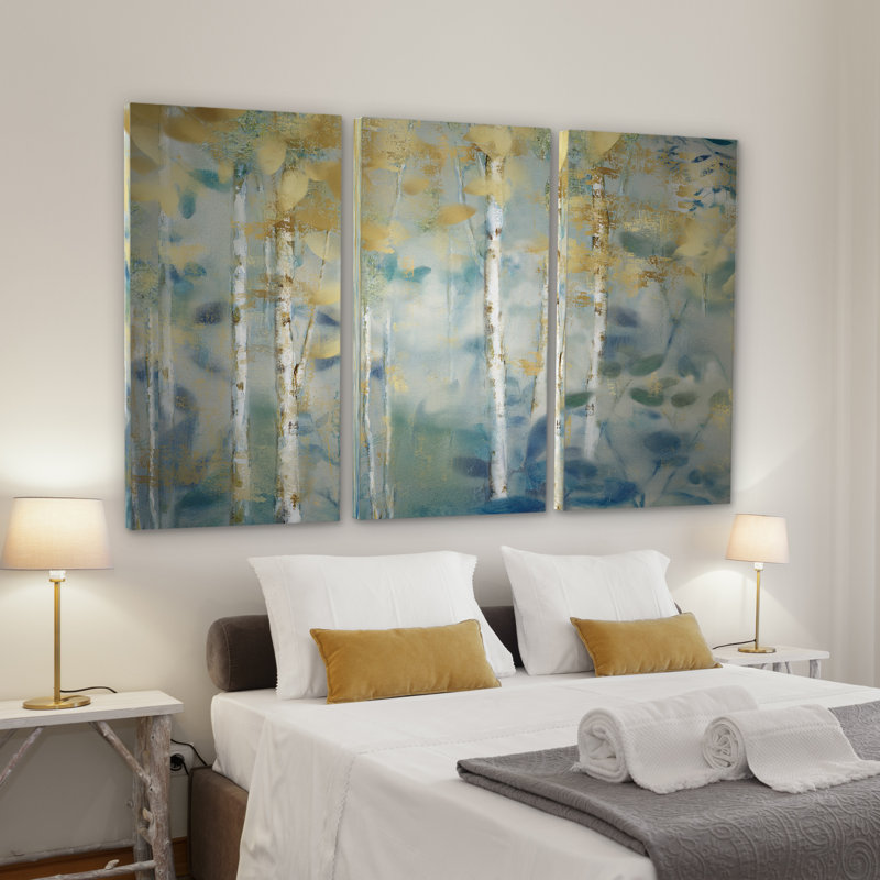 Gilded Forest II - 3 Piece Multi-Piece Image on Canvas, 32" H x 48" W x 1.5" D