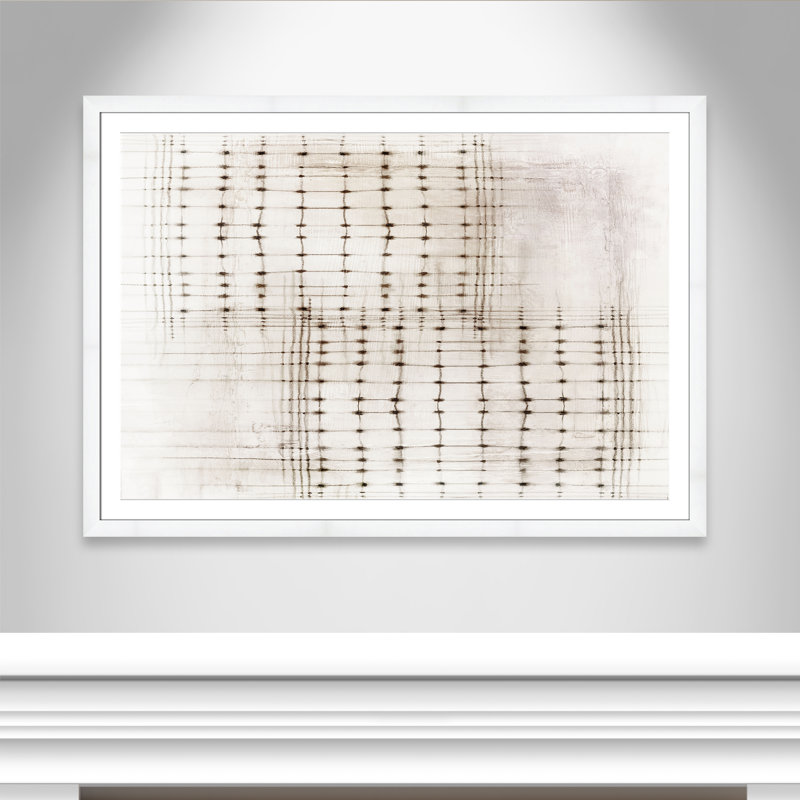 «Intersecting Lines in Quiet Neutralité I - Version paysage» par , Blanc satiné, L 55 po x H 39 po, Imprimé mat