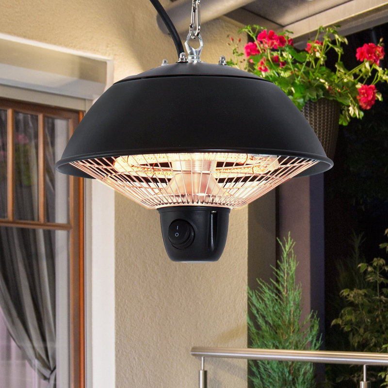 Outsunny 600W Electric Heater Ceiling Hanging Halogen Light Black Frame