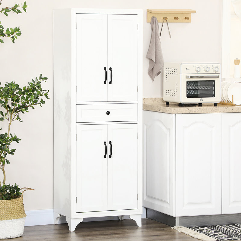 67" Tall Freestanding Kitchen Pantry Cabinet , 4-Door With Drawer And Adjustable Shelves, White For Dining Room - Arrange Your Items Efficiently Extra Storage By Shelves In Maximize Organization