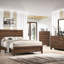 Lit à panneaux simple contemporain à finition cerisier brun, mobilier de chambre en bois élégant pour les intérieurs modernes-256859608