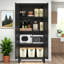 Armoire de 61 po en acier noir avec 2 portes et tablettes réglables, idéale pour la chambre à coucher, le salon, le couloir - grand rangement, écoénergétique, peu encombrante, facile à entretenir-1433721220