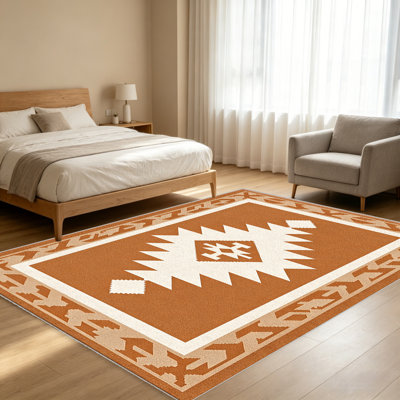 Tapis OrangeDiamond pour le salon, doux et confortable, convient à toutes les saisons, facile à entretenir, tapis de sol intérieur lavable à la machine, sous la table de ferme convenant à la chambre à coucher, à la salle à manger, au bureau, au balcon, au patio