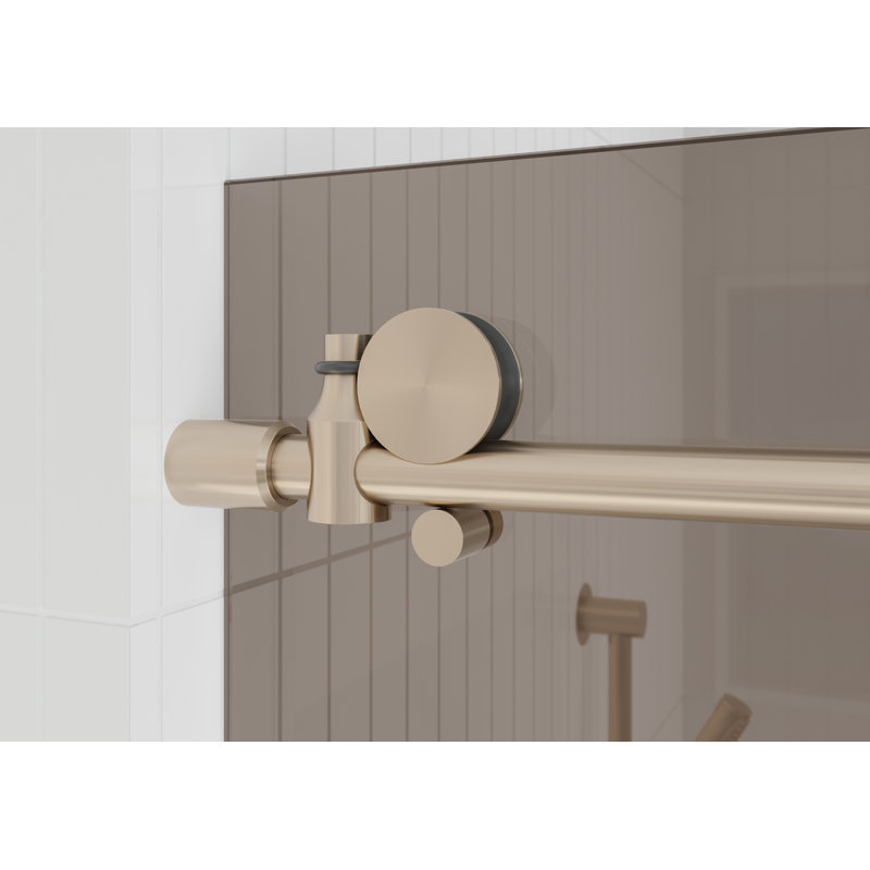 Equinox 56 - 60 in. x 78 in. Fully Frameless Tinted Sliding Shower Door, Brushed Bronze