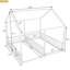Lit plateforme simple en métal blanc, 2 lits partagés avec garde-corps stables, chambre de construction-2086593302