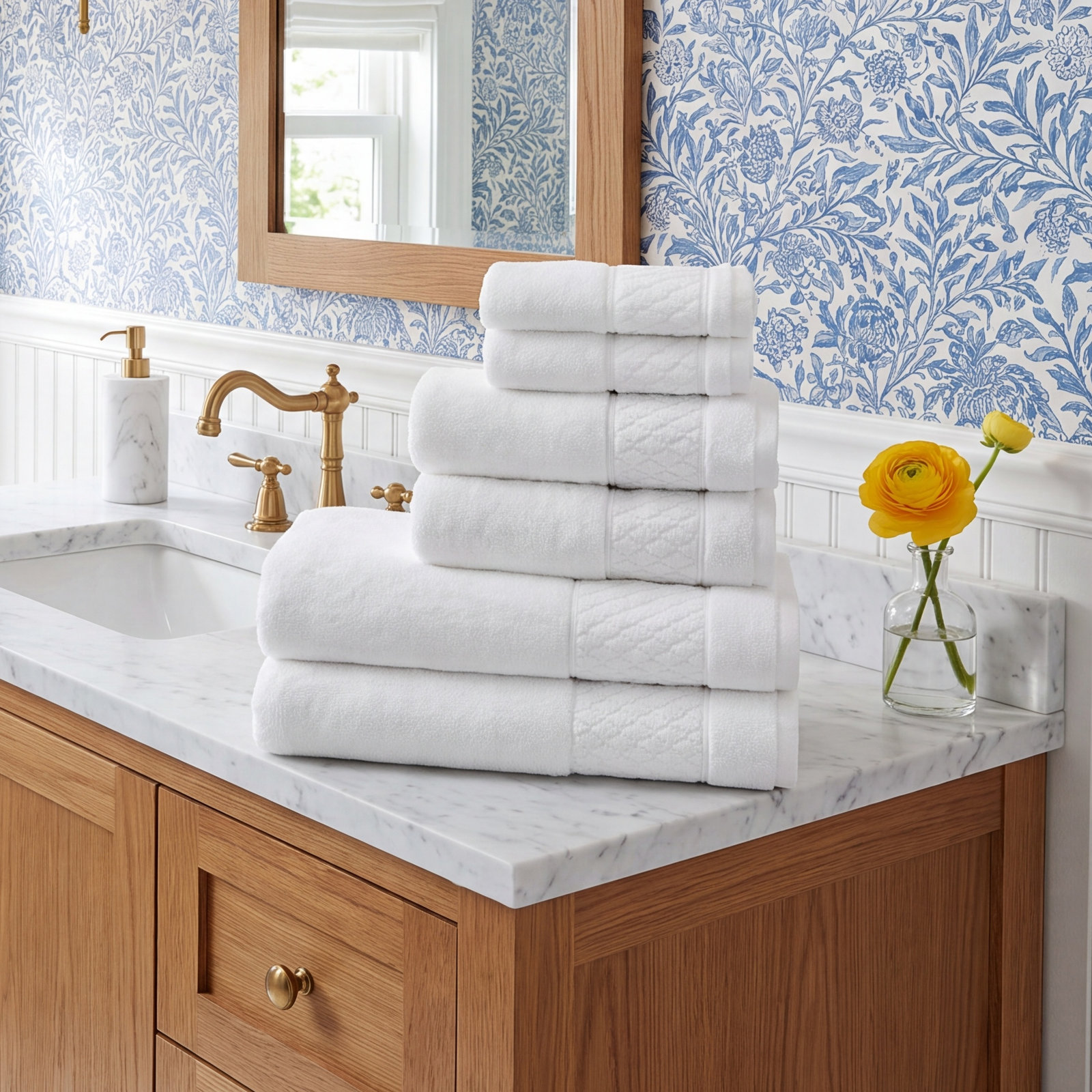 Annaleice 6-Piece Cotton Towel Set, White
