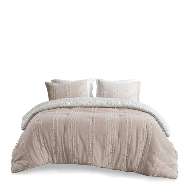 Premium Cotton Jacquard Bedding Sets, Blush Modern Comforter For Home