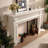 Beige Solid Wood Electric Fireplace