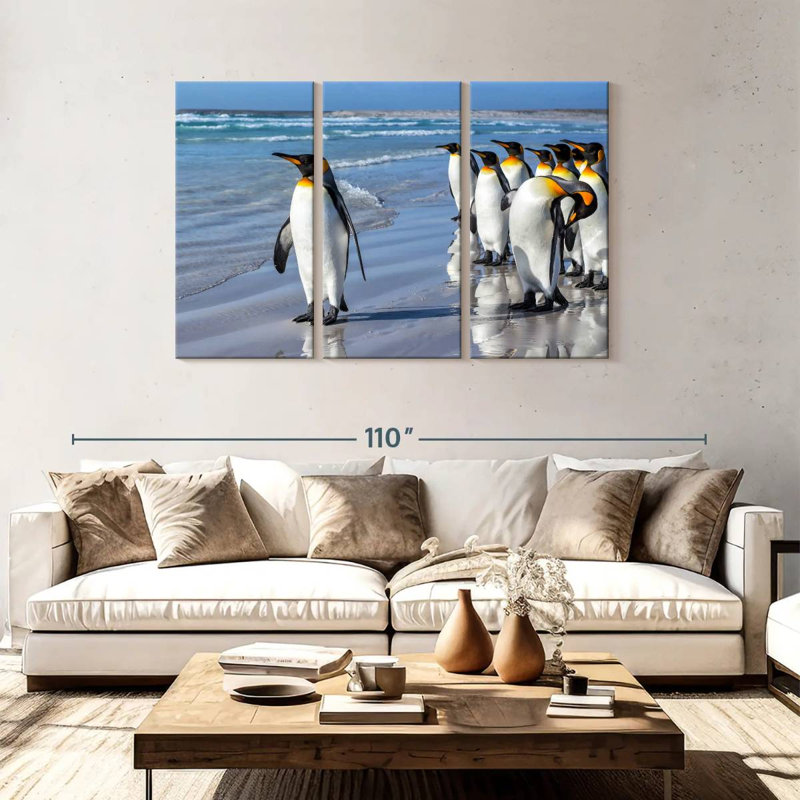 Brampt Penguins In The Beach, 48" H x 74" W