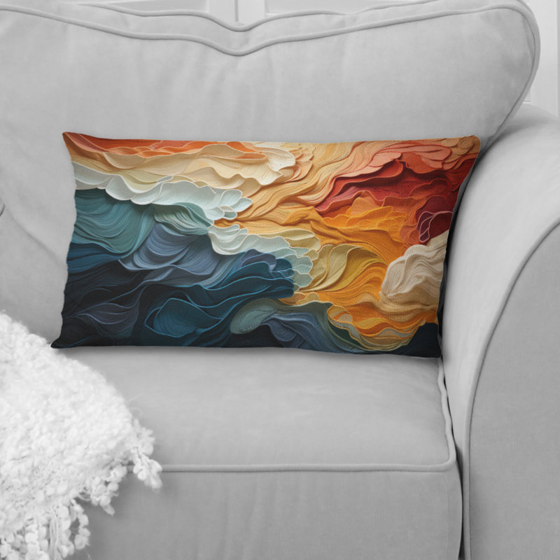 Biomorphism Organic Forms V - Modern Printed Throw Pillow, H 12 po x l 20 po, Rectangulaire