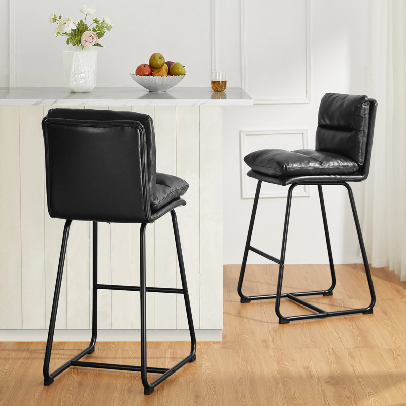 Tabouret de bar et de comptoir rembourrés Modern, 30.75", Noir