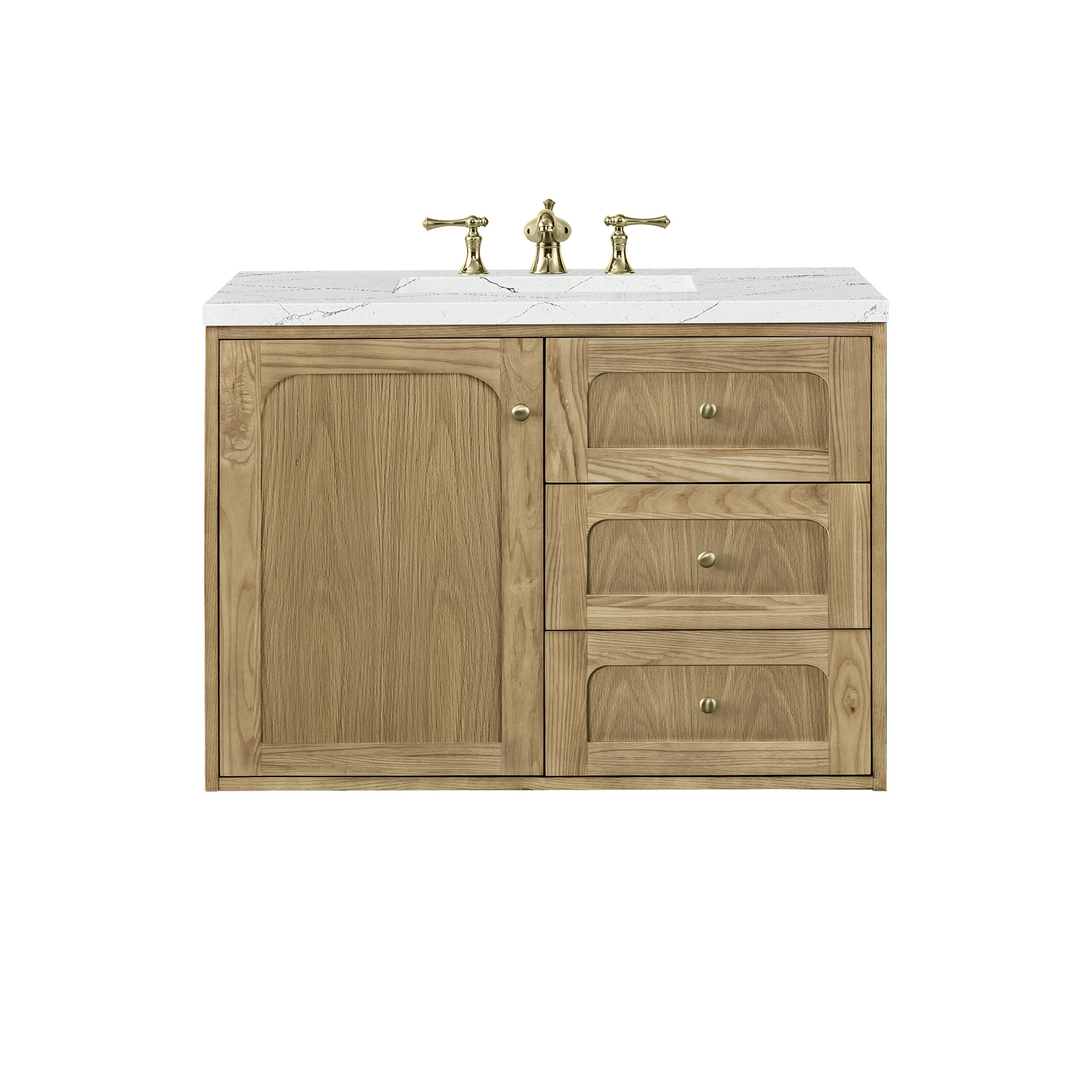 Laurent 36'' W Single Vanity, Ethereal Noctis, Light Natural Oak, 8" Widespread