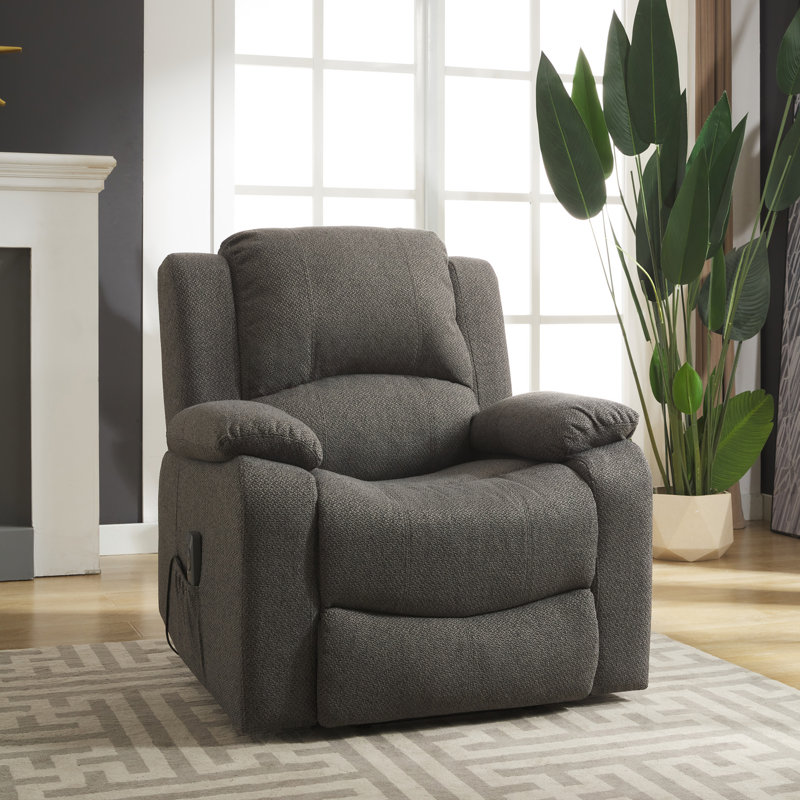 Aaronveer Upholstered Heated Massage Chair, Dark Grey Polyester Twill