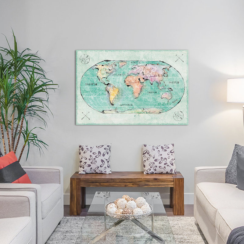 « shorelines mapped », impression sur toile tendue, H 8 po x l 12 po x P 0,75 po, Pas de tapis, Toile tendue