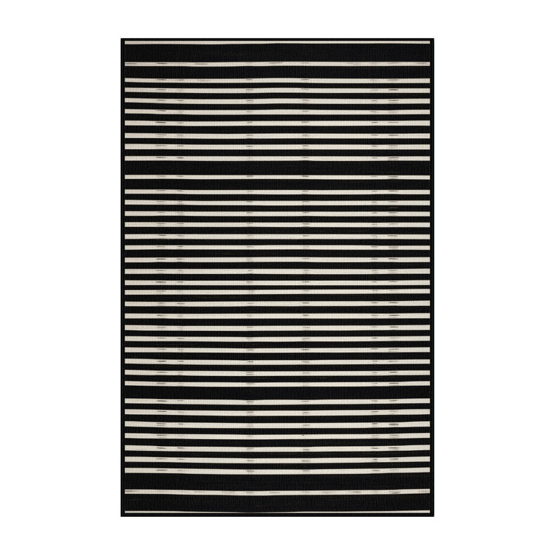  Tapis lavable rayé noir et blanc, Rectangulaire 2 pi x 3 pi