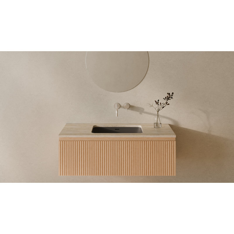 Lavabo de salle de bain encastrable en résine noire mate 23,6 po x 16,4 po Badeloft UB-01-MBLK, Matte Black