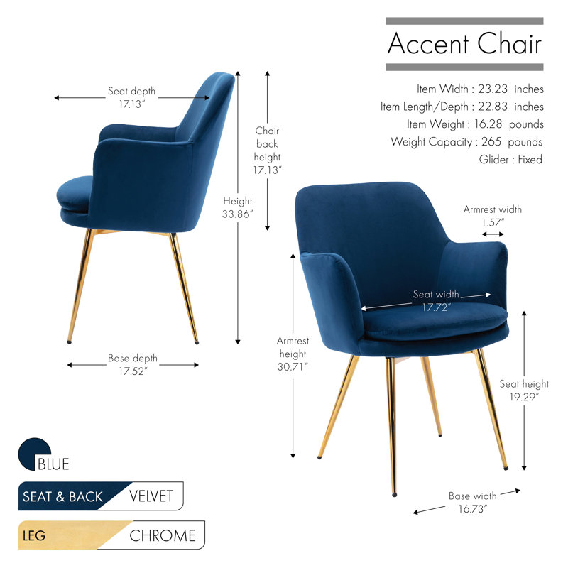 Velvet Armchair, Blue