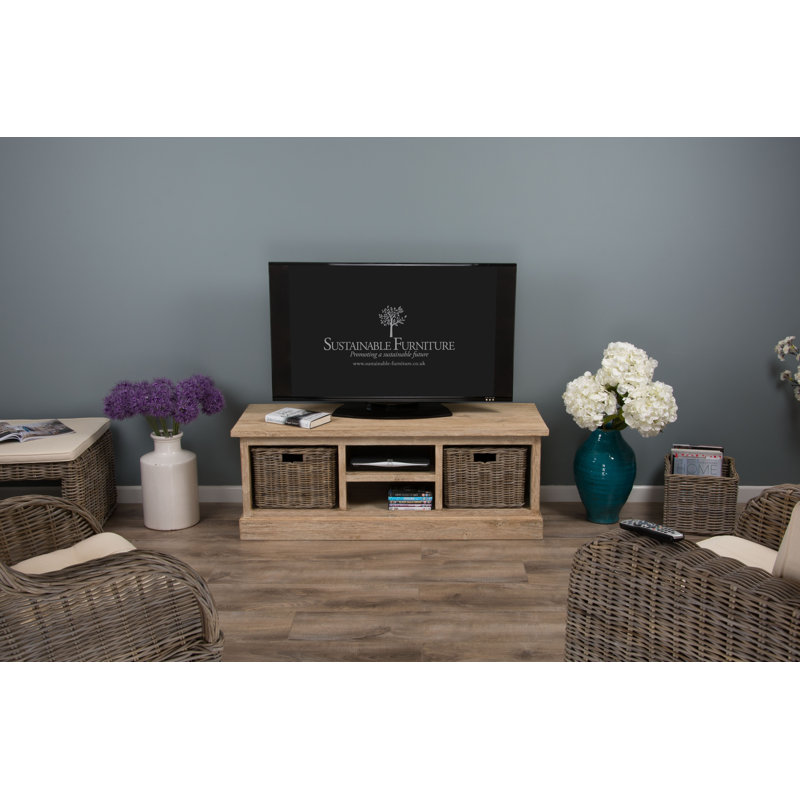 Sol Unfinished TV Stand for TVs up to 78", Natural Whitewash