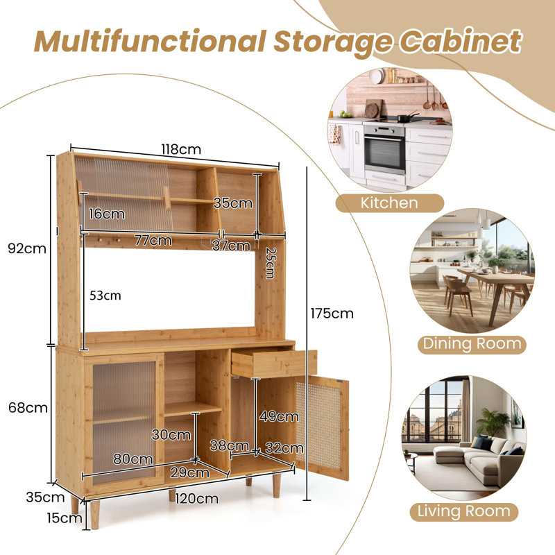 Ianthe 120cm Sideboard with Bar Hutch