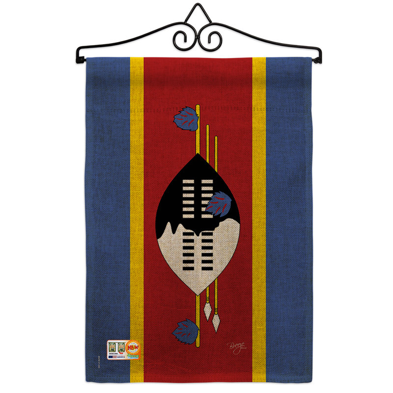 En toile jute 2 côtés du swaziland du monde, 19 po x 13 po ensemble de drapeau