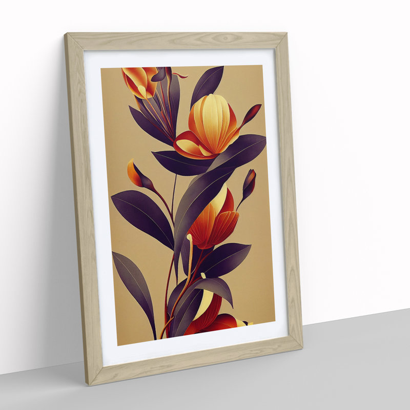 Angelical Flowers - Framed Print, 34cm H x 25cm W x 2cm D, Oak